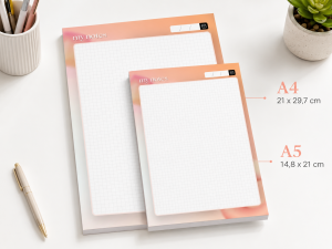 Turuncu Pembe Kare Desenli 2'li Set (A4-A5) Notepad - Not Defteri - Bloknot