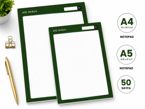 Yeşil Kareli 2'li Set (A4-A5) Notepad - Not Defteri - Bloknot