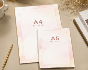 Pembe Çerçeve Desenli 2'li Set (A4-A5) Notepad - Not Defteri - Bloknot