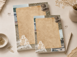 Vintage Temalı 2'li Set (A4-A5) Notepad - Not Defteri - Bloknot