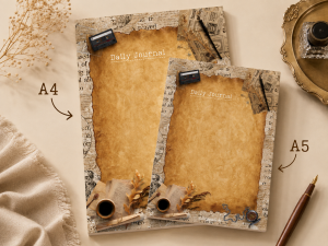 Vintage Temalı 2'li Set (A4-A5) Notepad - Not Defteri - Bloknot