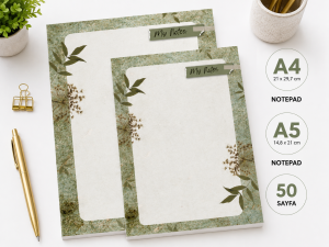 Yeşil Vintage Temalı 2'li Set (A4-A5) Notepad - Not Defteri - Bloknot